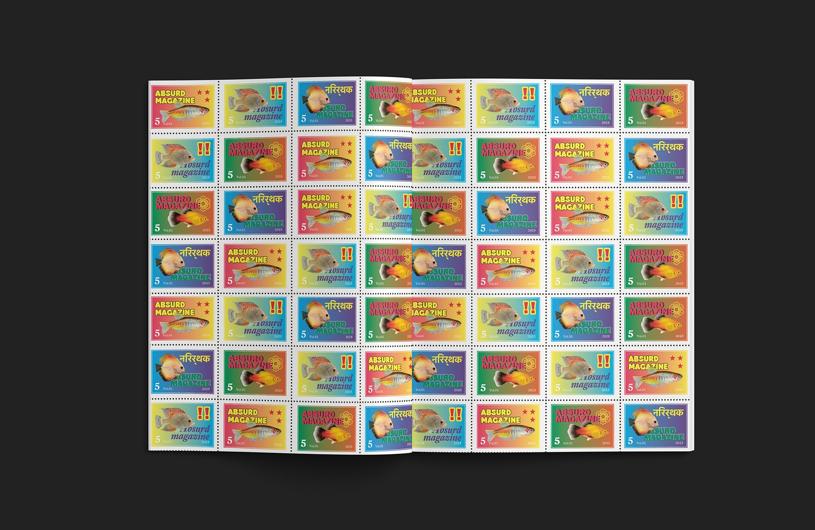 Planche de timbres graphiques realisee pour Absurd Magazine.